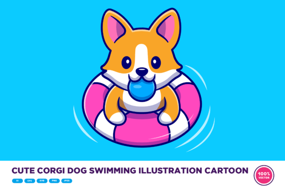 Cute Corgi Dog Swimming Illustration: A Designer's Review