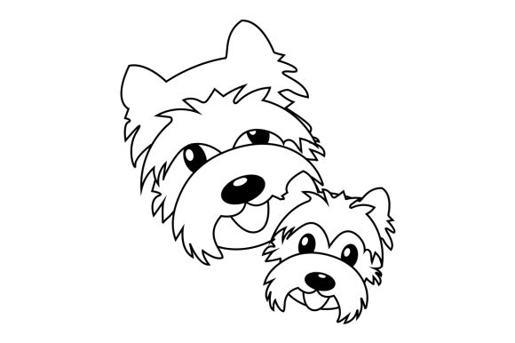 Dog and Puppy Floating Heads, Line Art — A Designer’s Review
