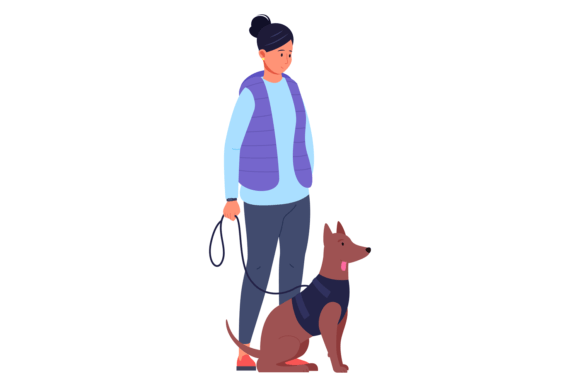 Young Woman with Dog on Leash: A Design Review for Embroiderers